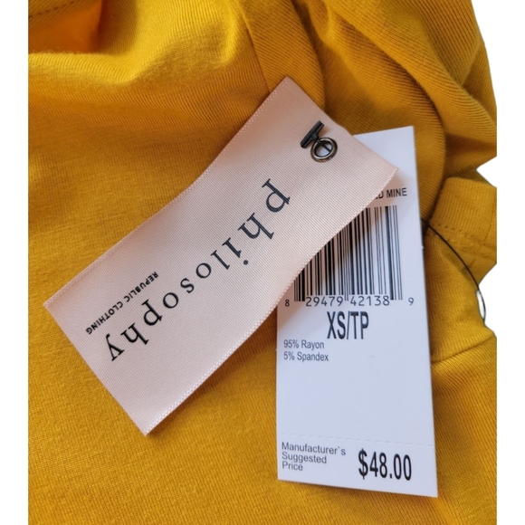 NWT Philosophy XS Softest Lattice Short Sleeve TShirt Top Gold - Picture 7 of 10